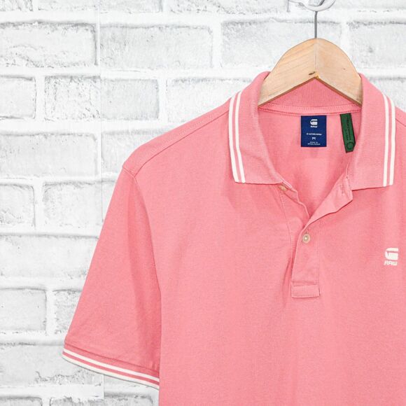 G Star RAW Men's Short Sleeve Polo Shirt in Pink Cotton size Medium - Picture 5 of 7